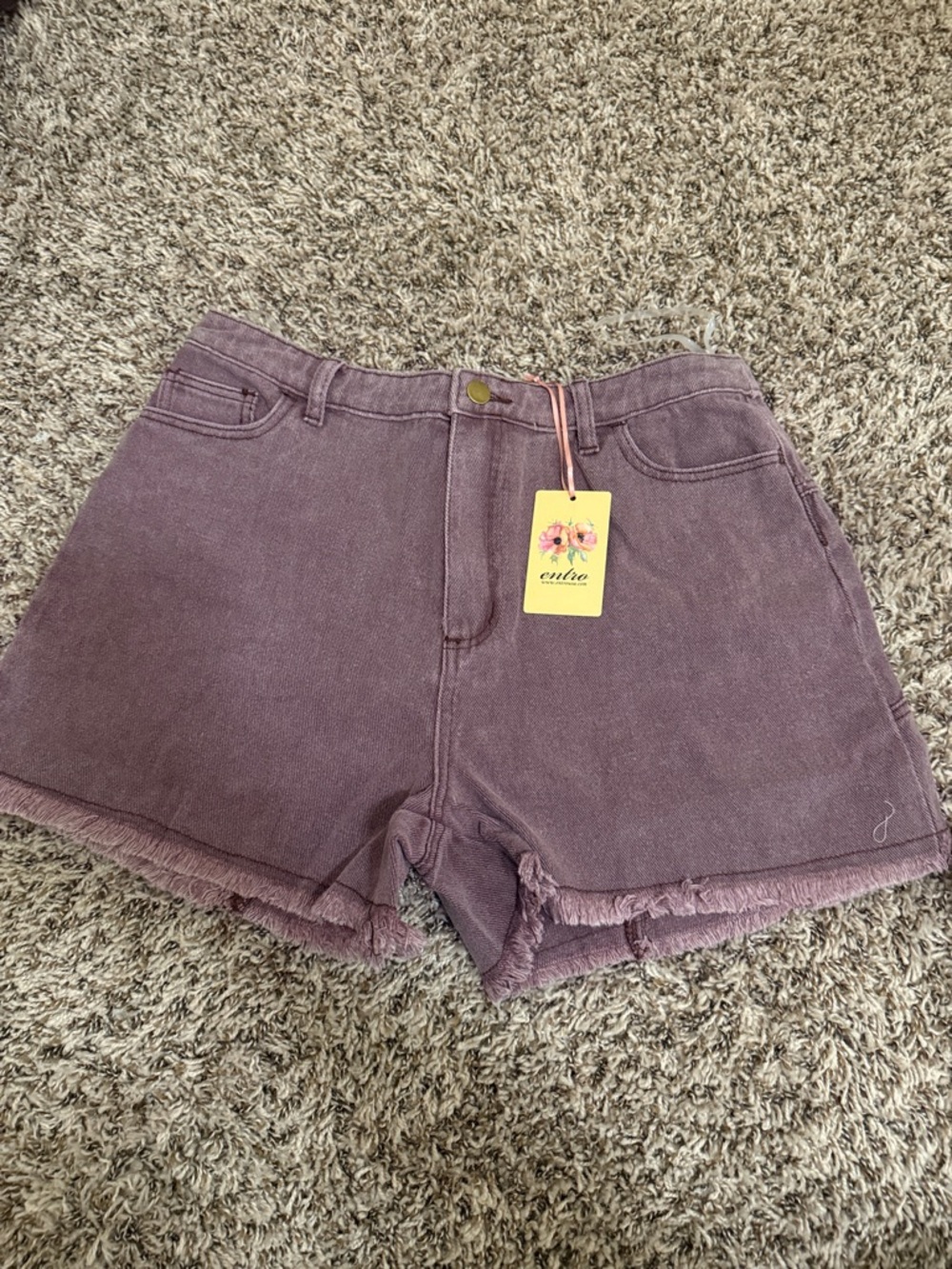 Entro Purple Star Patch Denim Shorts NWT Size Large Western Boho